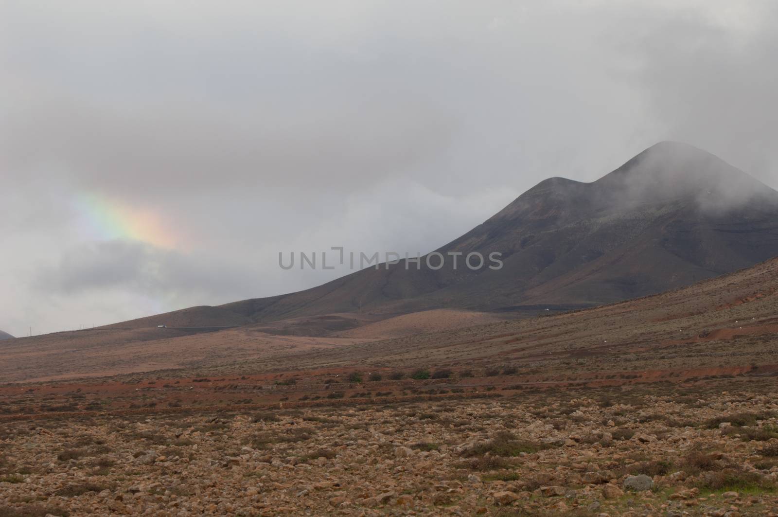 Rainbow. La Oliva. Fuerteventura. Canary Islands. Spain.