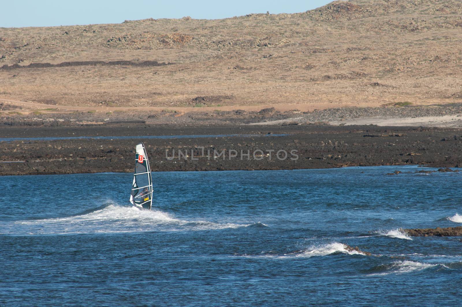 Windsurfer. Majanicho. La Oliva. Fuerteventura. Canary Islands. Spain.