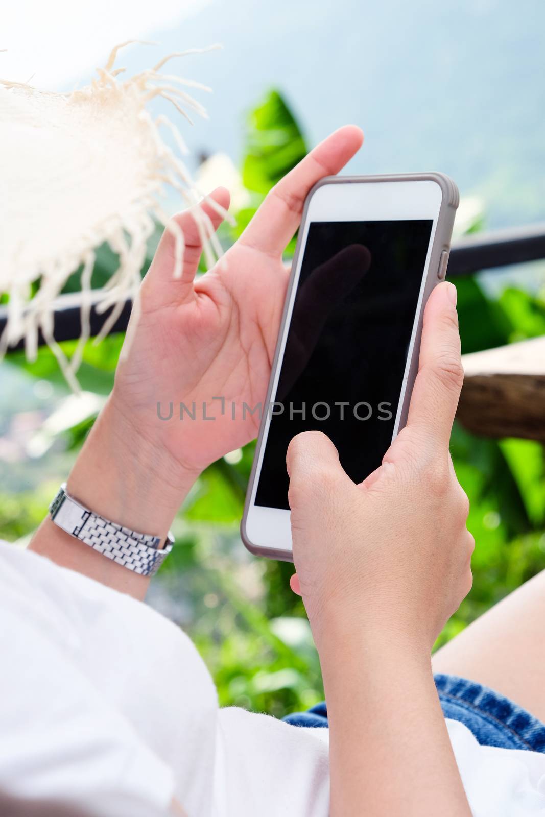 Close up image of Woman Using a Smart Phone