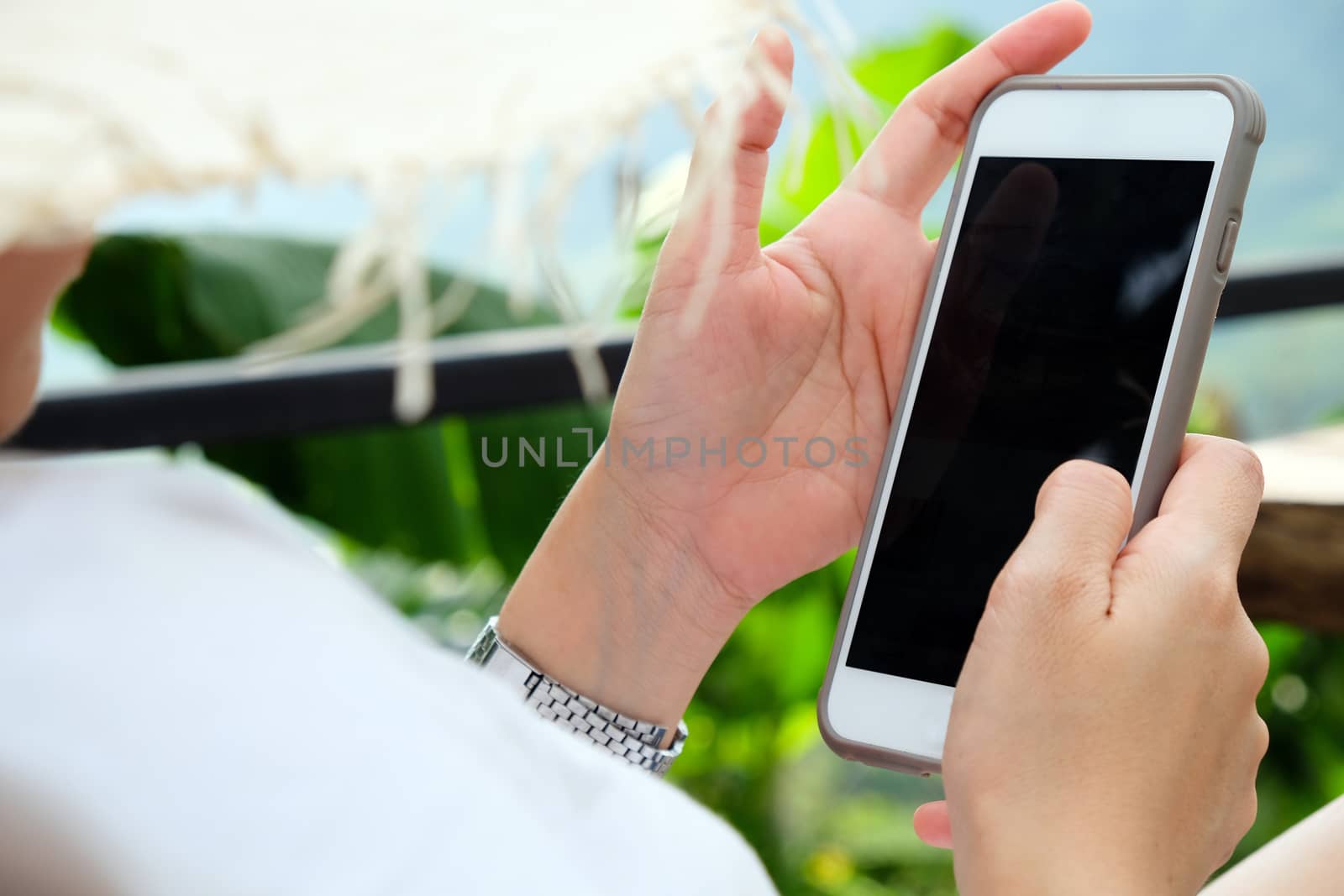 Close up image of Woman Using a Smart Phone