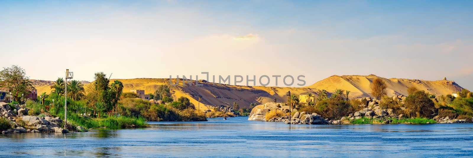 Panorama of the Great Nile near Aswan