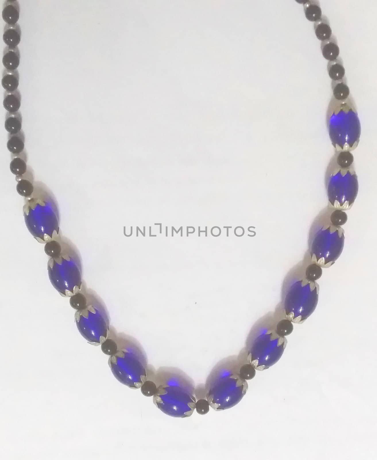 simple necklace with blue beads
