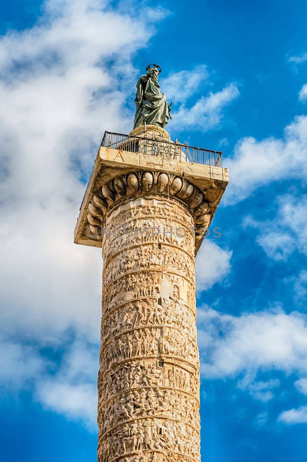 The Column of Marcus Aurelius in Piazza Colonna, Rome, Italy by marcorubino