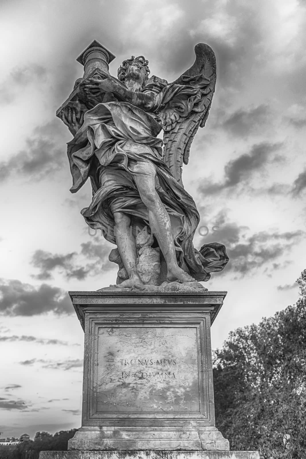 Statue on Sant'Angelo Bridge in Rome, Italy by marcorubino