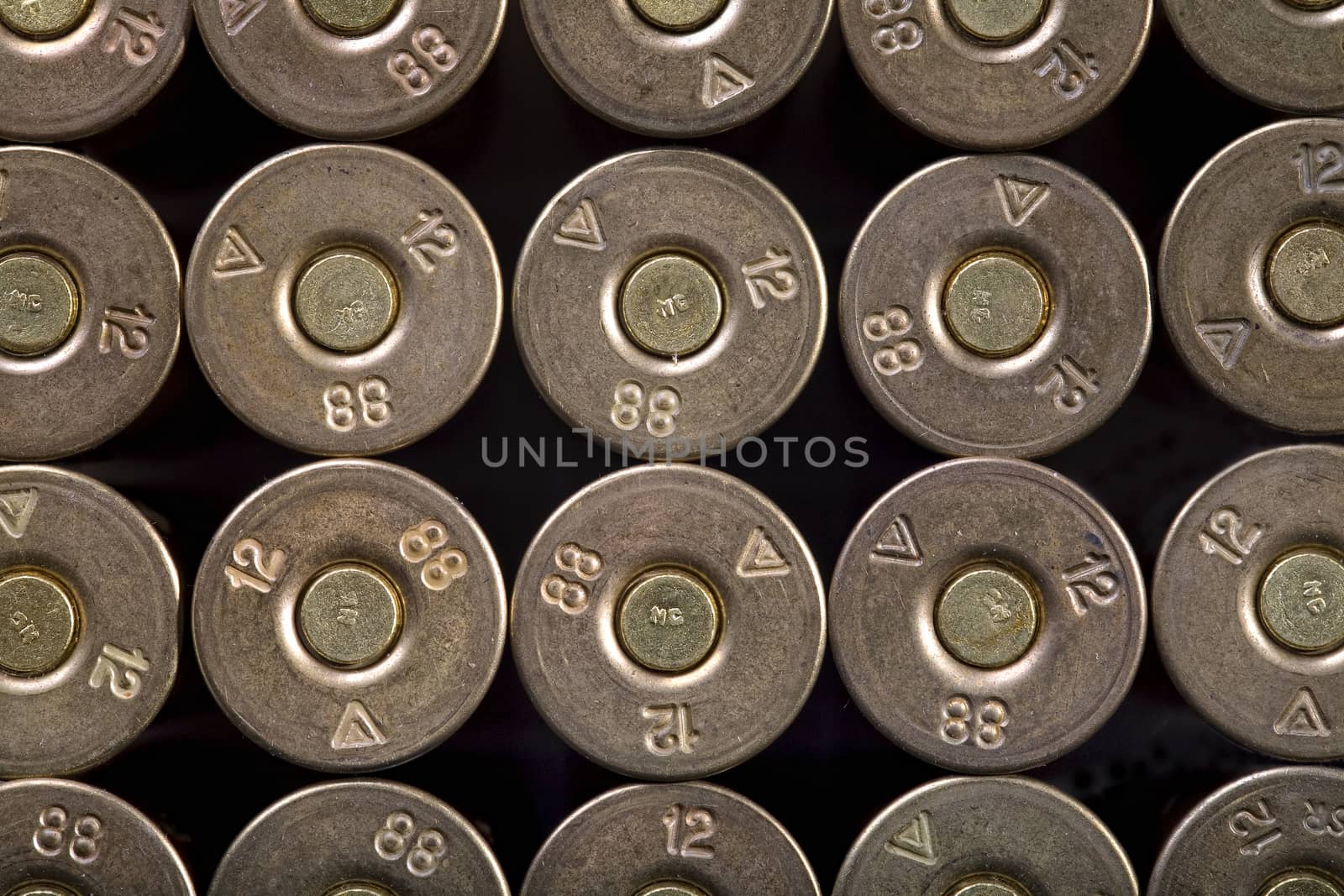 rows of bullets, 12-th caliber