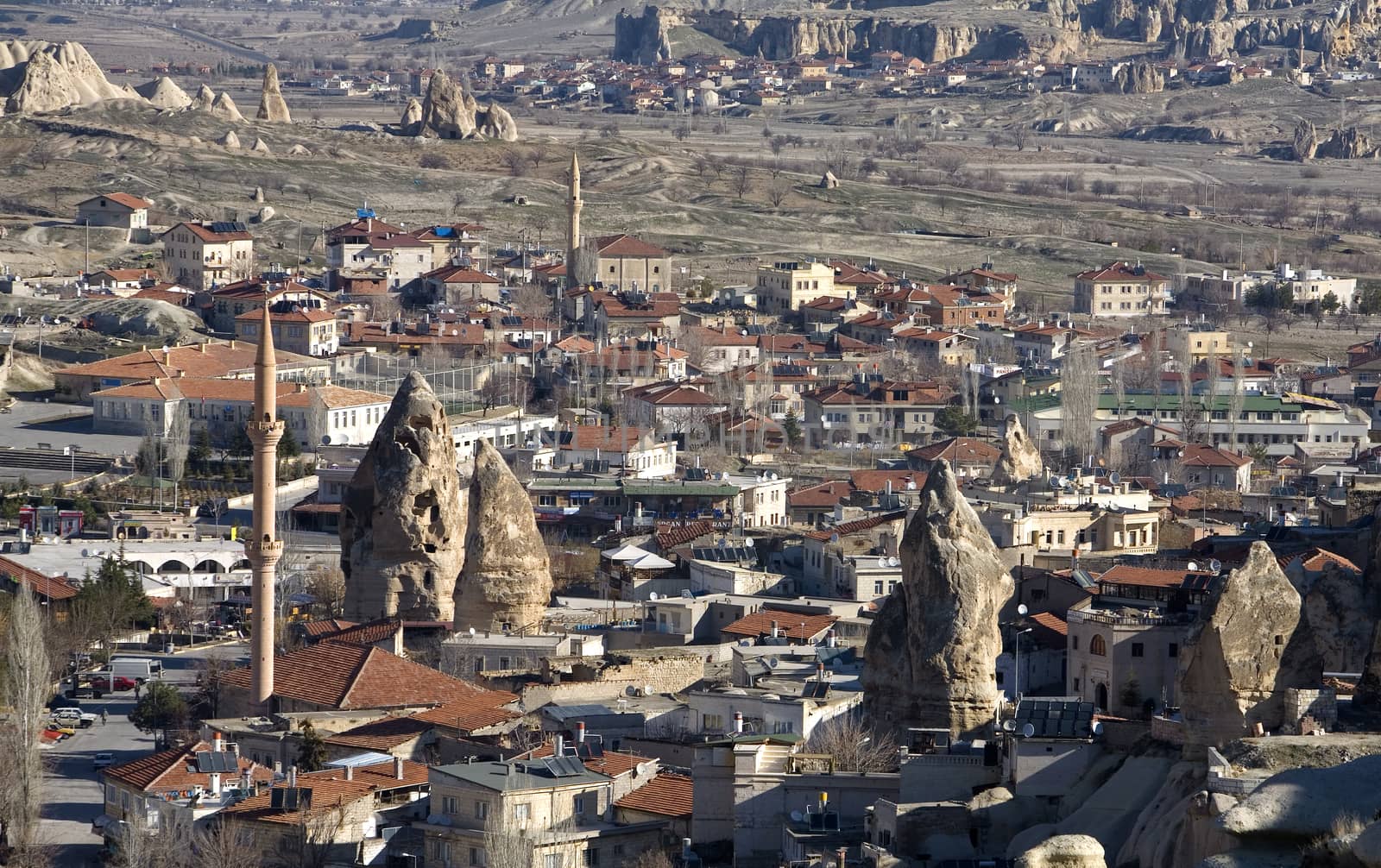 Goreme - town in Cappadocia in Turkey with amazing rock formations