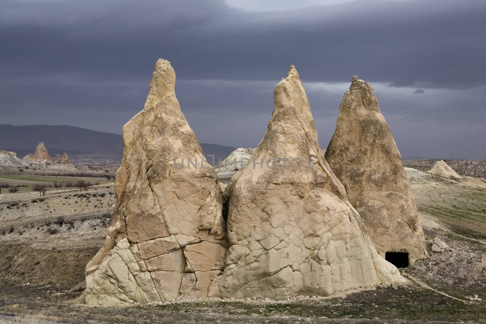Strange and amazing stone formations in Cappadocia, Turkey