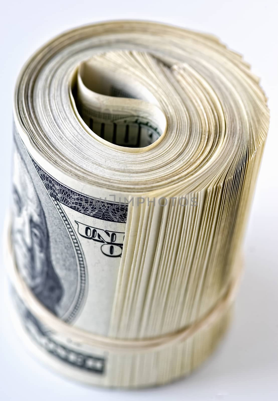 bank roll of hundred dollar bills