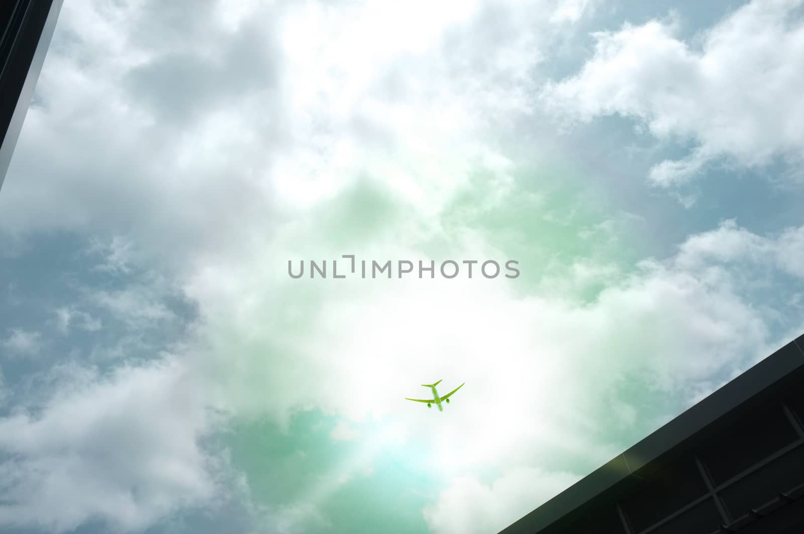 Silhouette Airplane in the beautiful sky