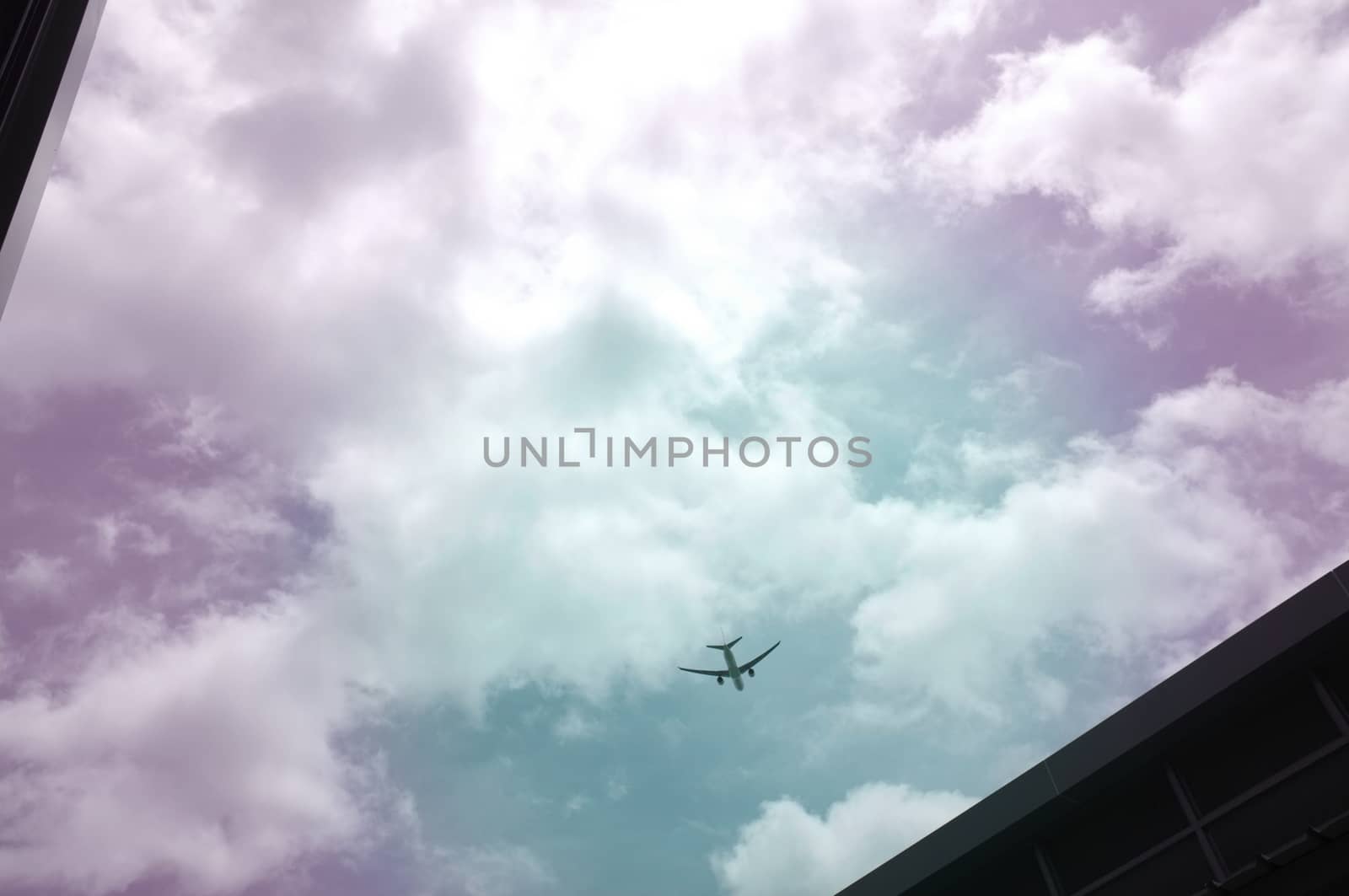 Silhouette Airplane in the beautiful sky