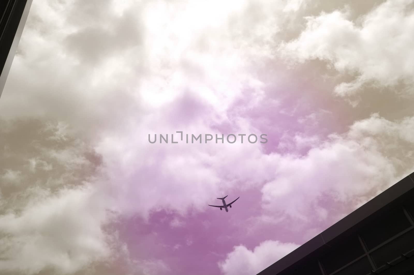 Silhouette Airplane in the beautiful sky