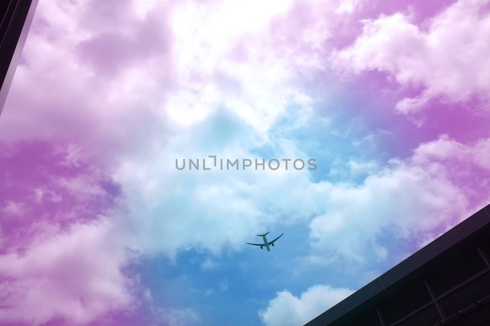 Silhouette Airplane in the beautiful sky