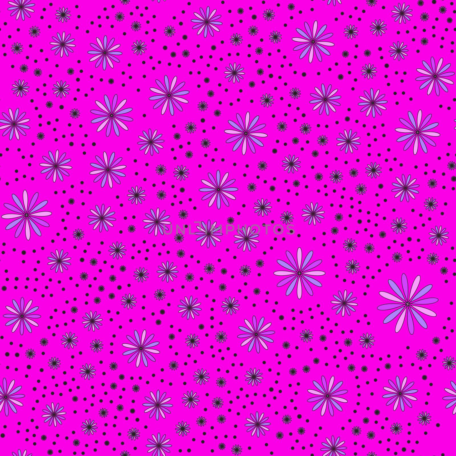 Floral vector seamless pattern on the pink background