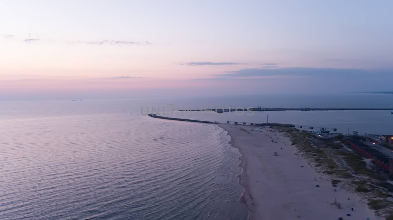 Harbor Ventspils Latvia Aerial view of countryside drone top view