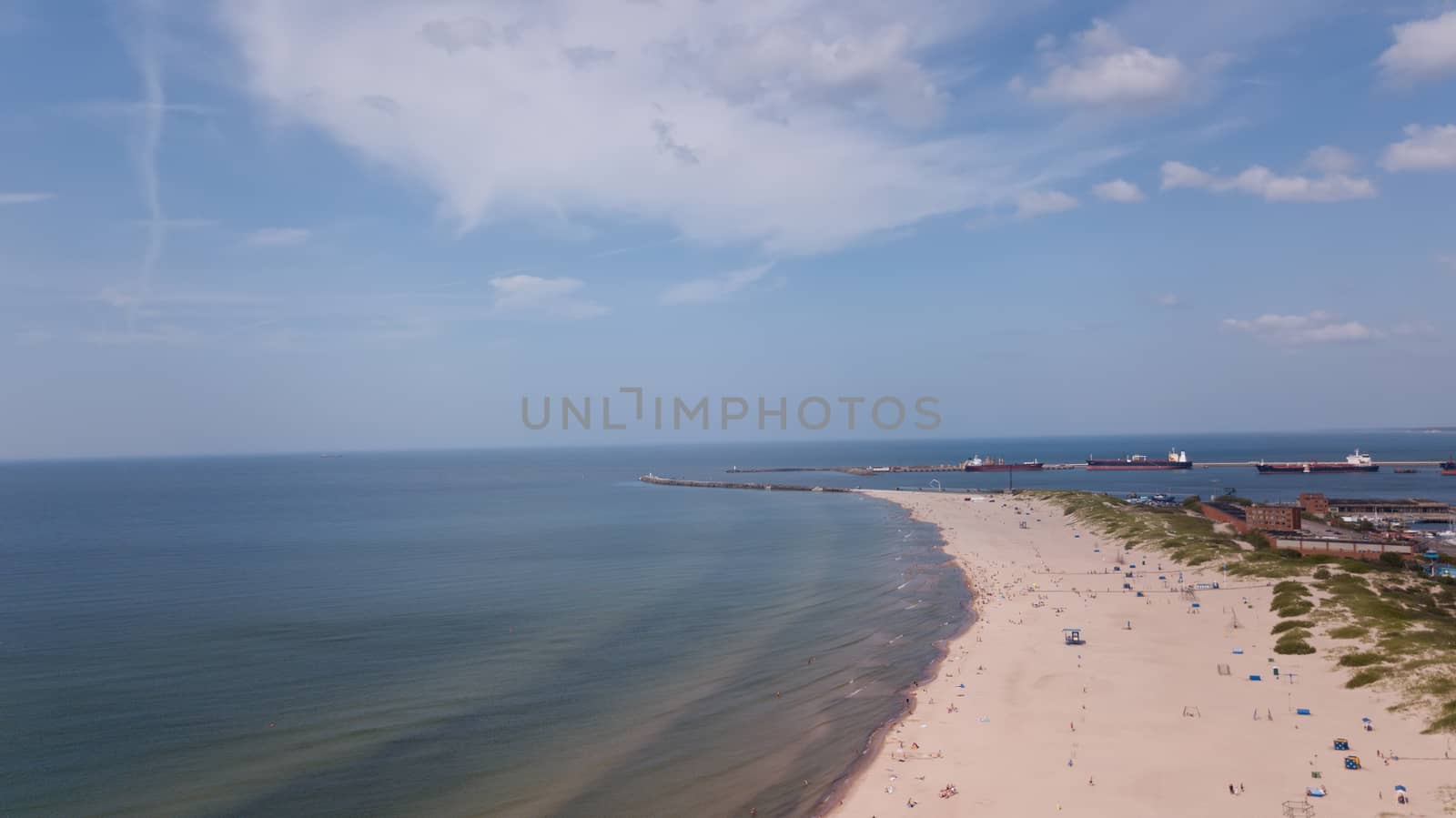 Baltic Sea coast beach Ventspils Kurzeme aerial drone top view by desant7474
