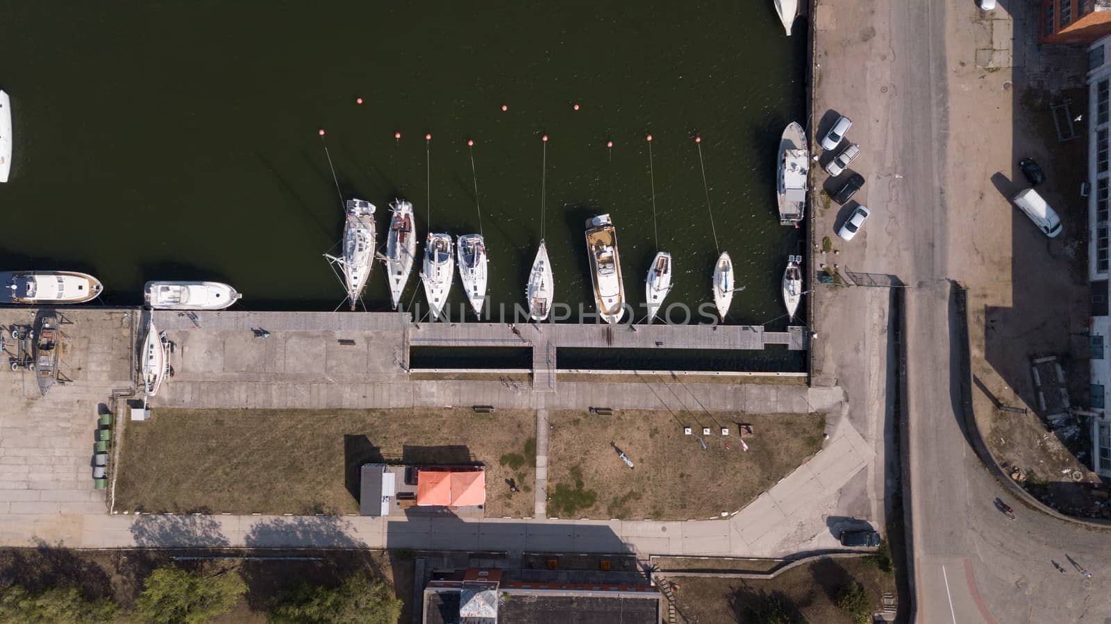 Harbor Ventspils Latvia Aerial view of countryside drone top view