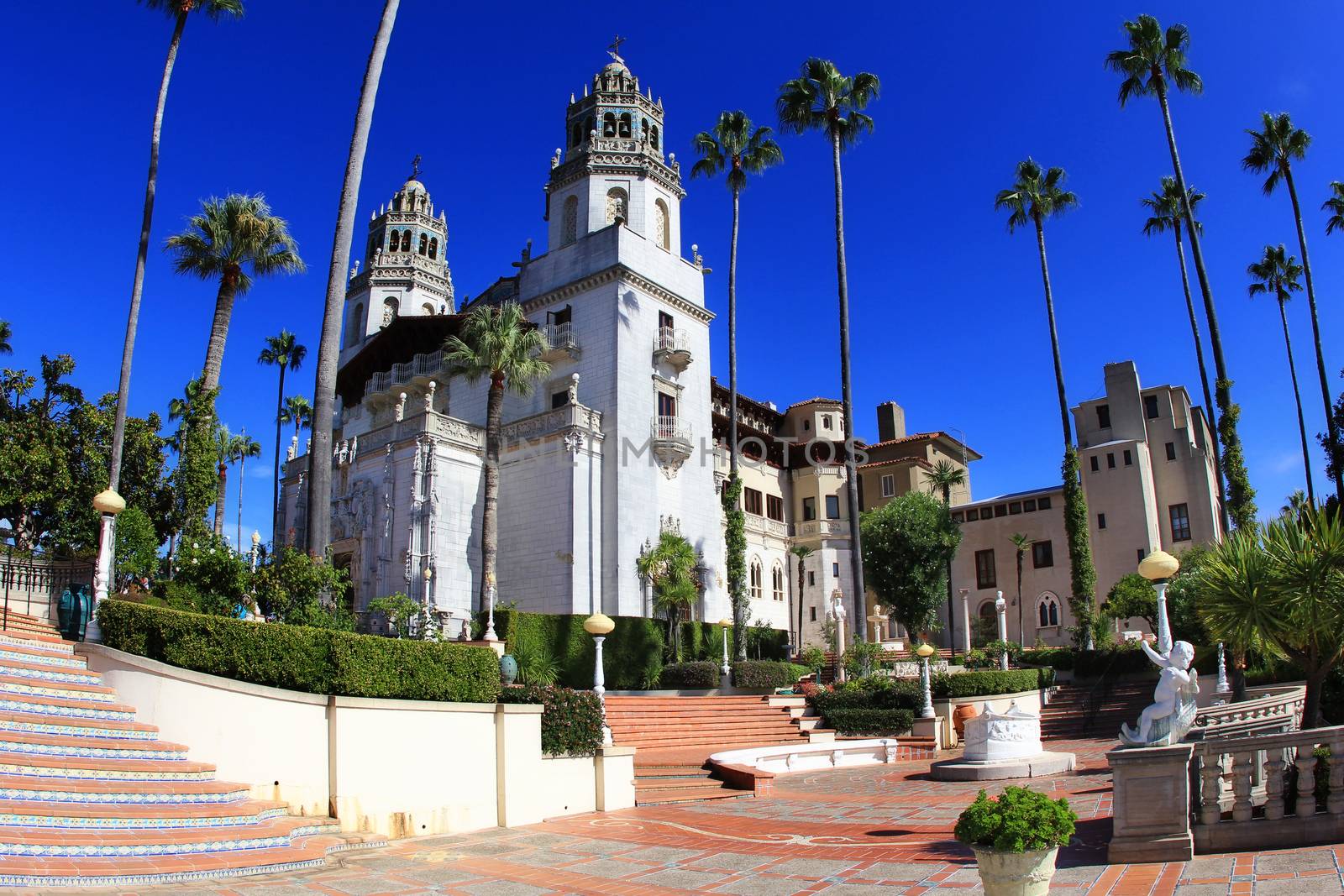 San Simeon, CA, USA - 21 October 2012: Randolph Hurst castle, the Disneyland of art at the hills of San Simeon. CA, USA