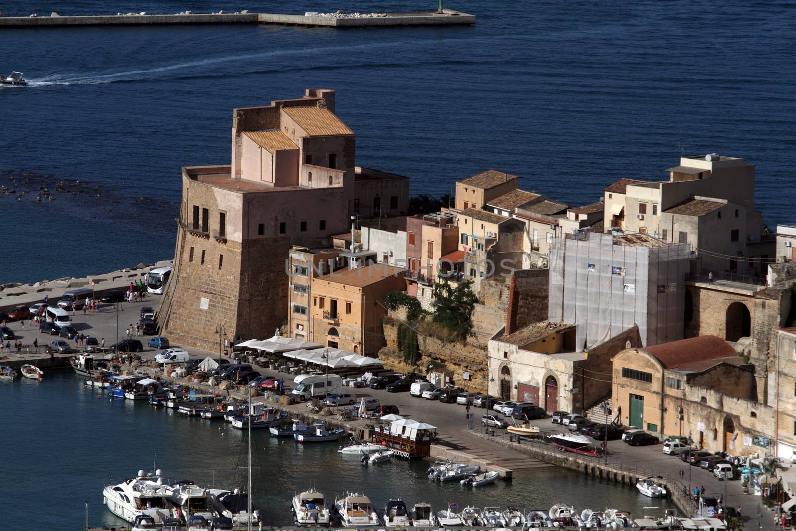 Castellammare del Golfo, Italy - June 29, 2016: overview of the seaside town of Castellammare del Golfo