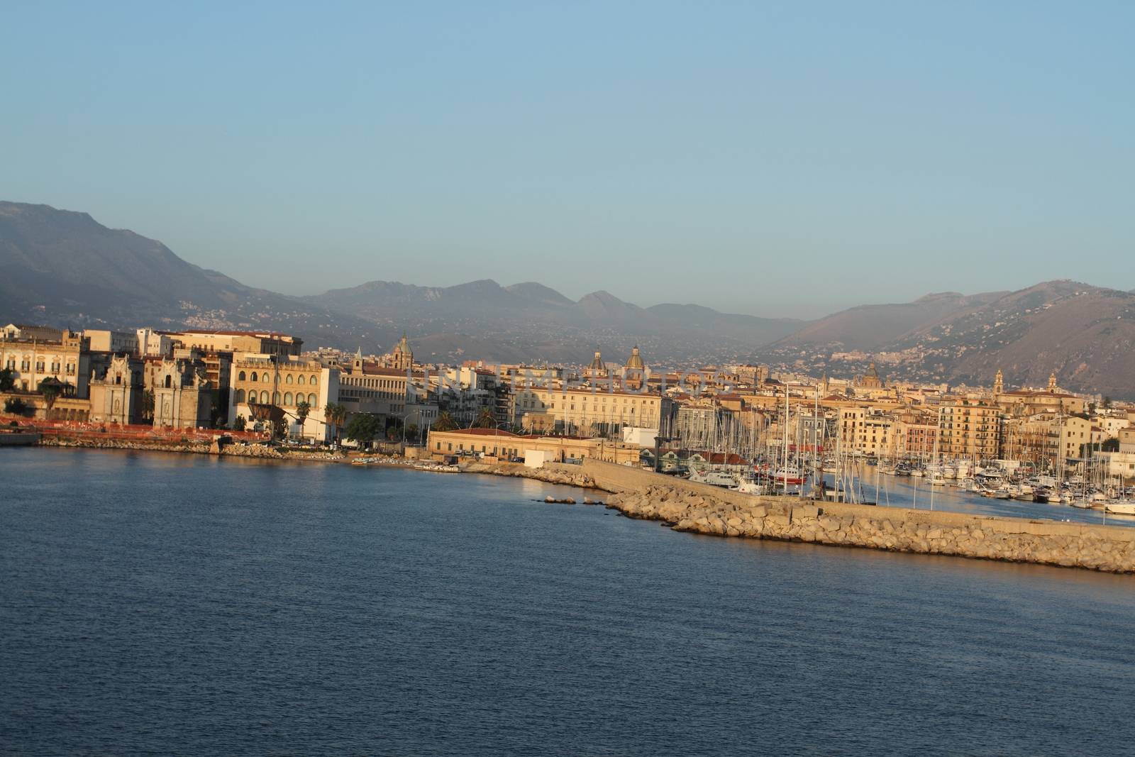 Palermo, Italy - June 29, 2016: View from the sea of the city of Palermo