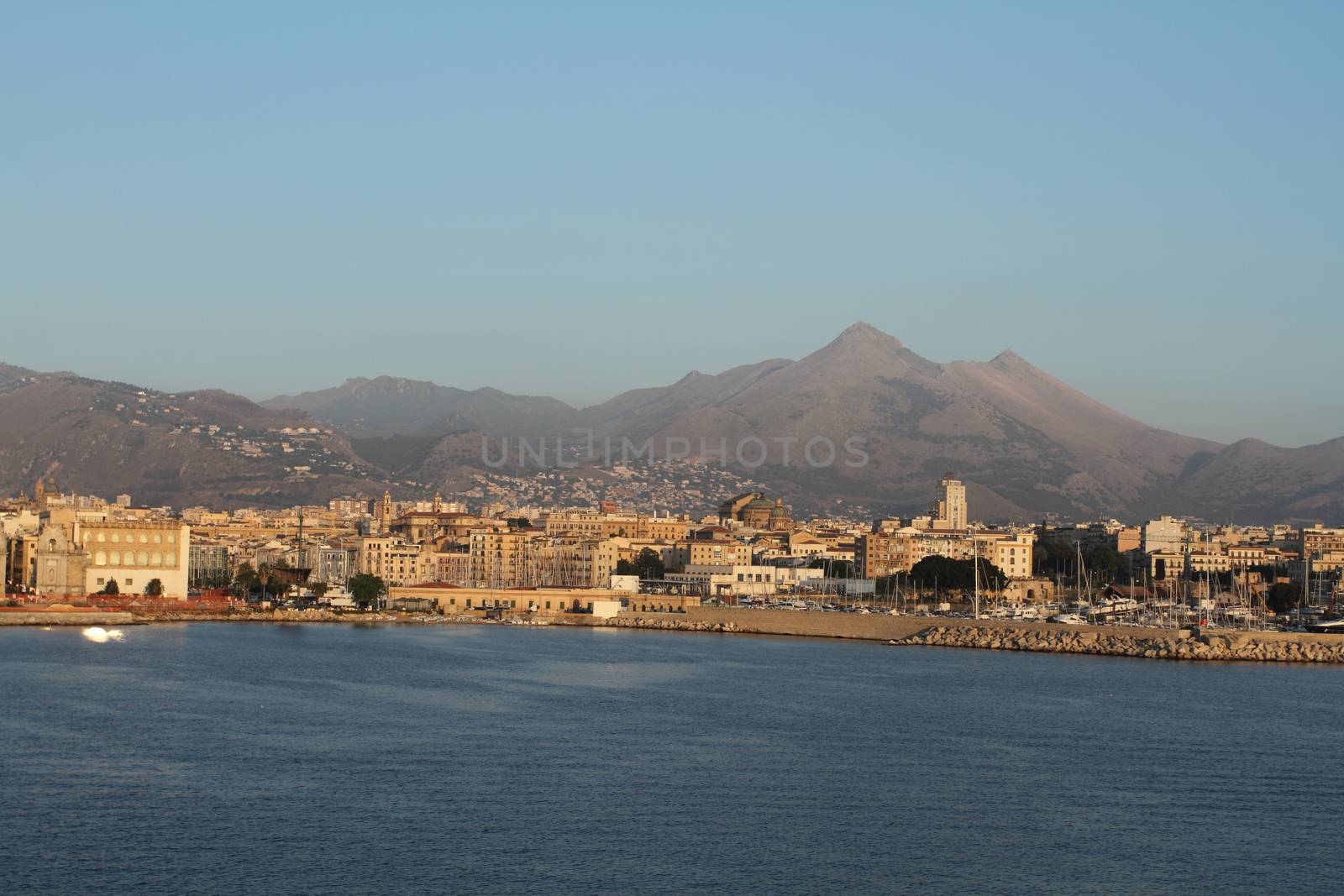 Palermo, Italy - June 29, 2016: View from the sea of the city of Palermo