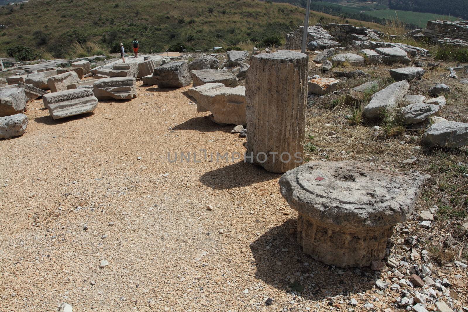 Calatafimi Segesta, Italy - 1 July 2016: The theater in the archaeological park of the ancient city of Segesta