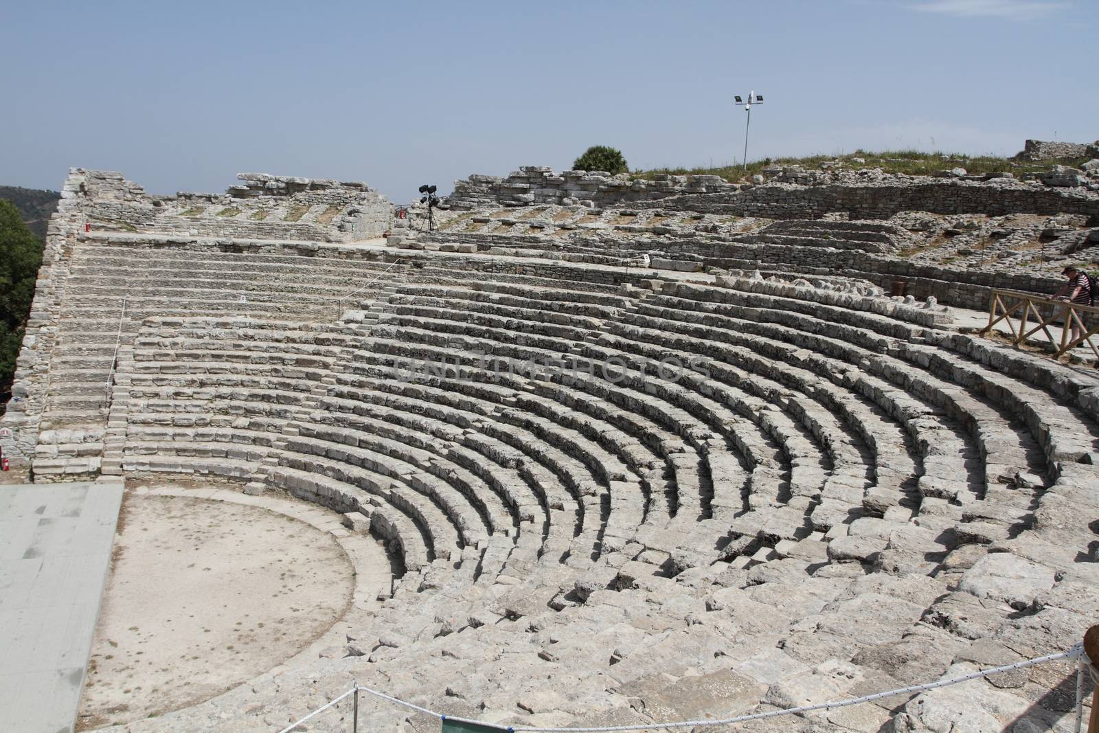 Calatafimi Segesta, Italy - 1 July 2016: The theater in the archaeological park of the ancient city of Segesta