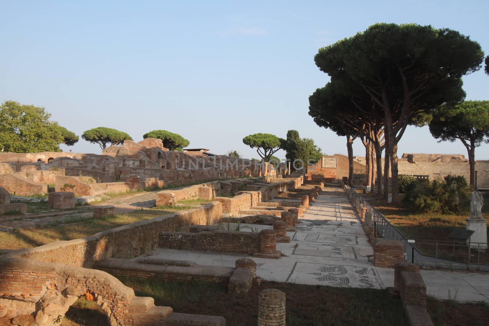 Rome, Italy - August 25, 2019: The archaeological site of Ostia Antica