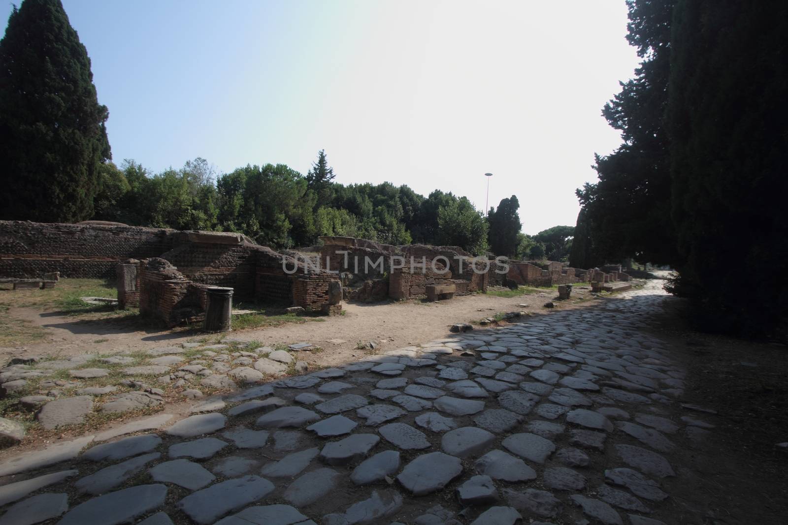 Rome, Italy - August 25, 2019: The archaeological site of Ostia Antica