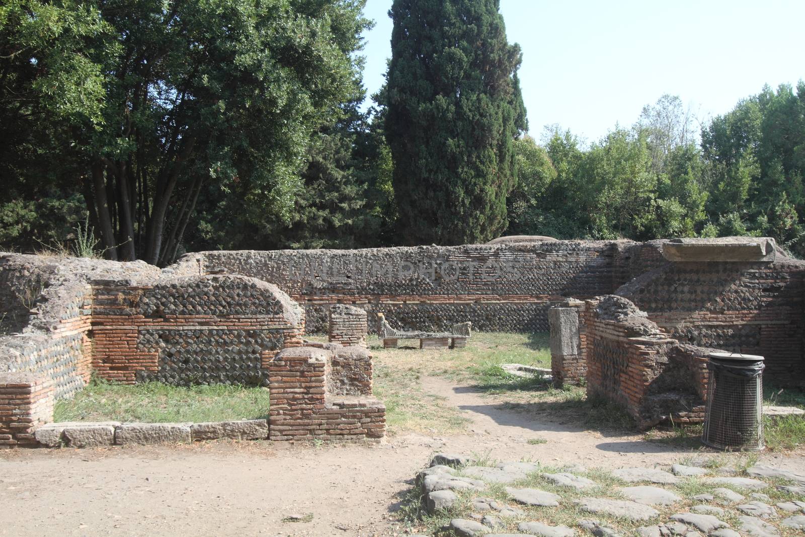 Rome, Italy - August 25, 2019: The archaeological site of Ostia Antica