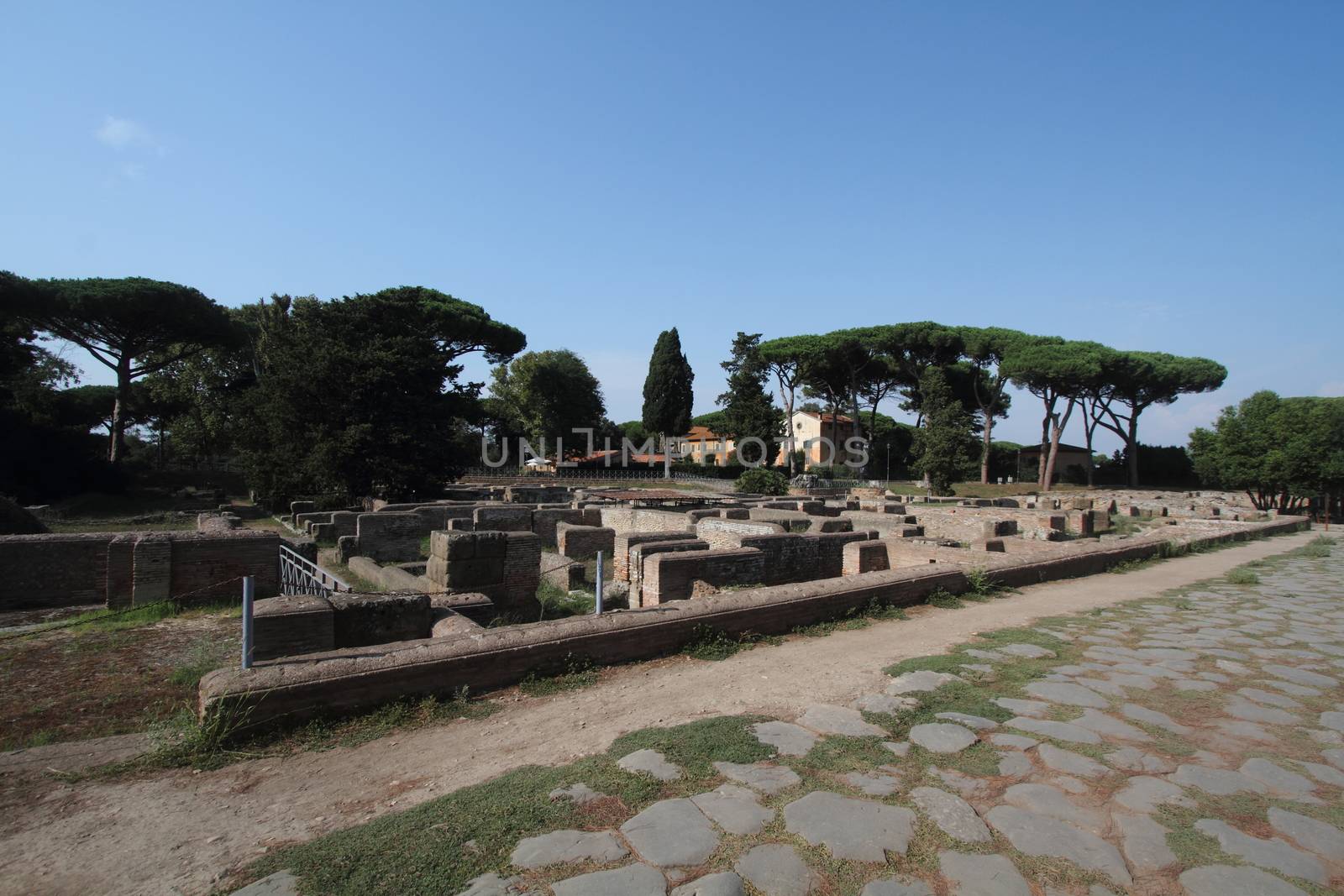 Rome, Italy - August 25, 2019: The archaeological site of Ostia Antica