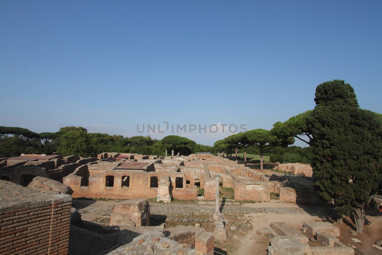 Rome, Italy - August 25, 2019: The archaeological site of Ostia Antica