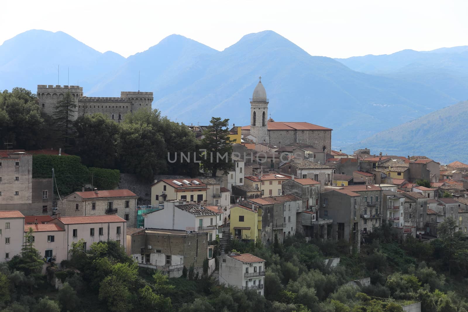 Monteroduni, Italy - September 15, 2019: The town of Monteroduni and view of the Pignatelli Castle