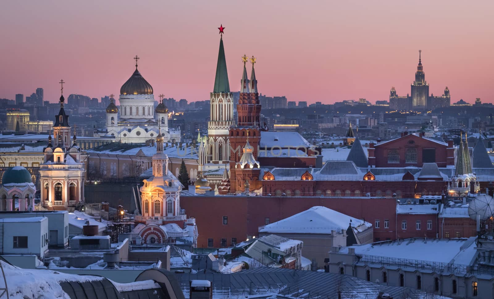 Moscow Russia City Center View in the Evening