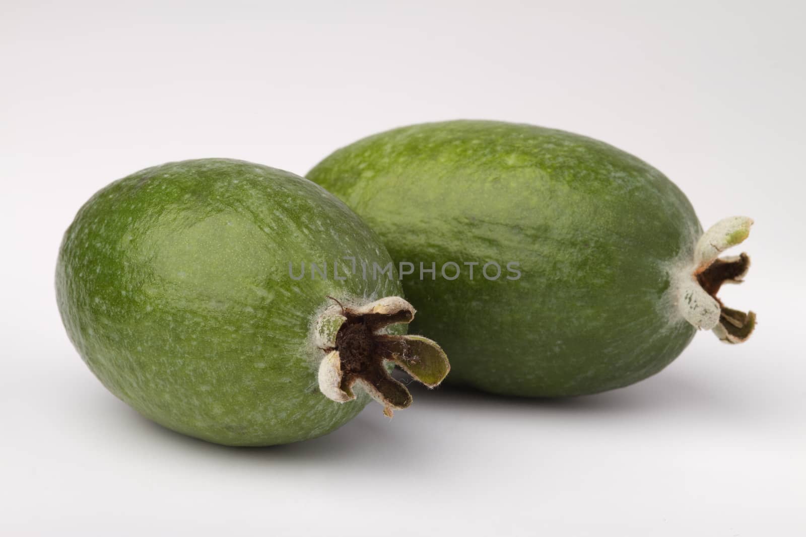 close-up image of  feijoa fruit, isolated on white background