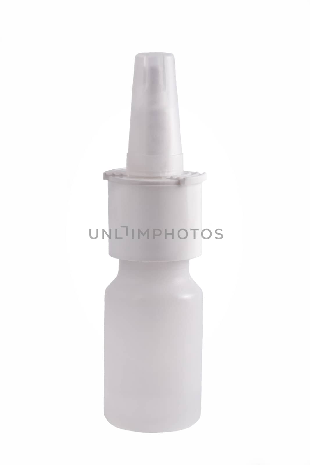  plastic container for medicine, spray isolated on white background.