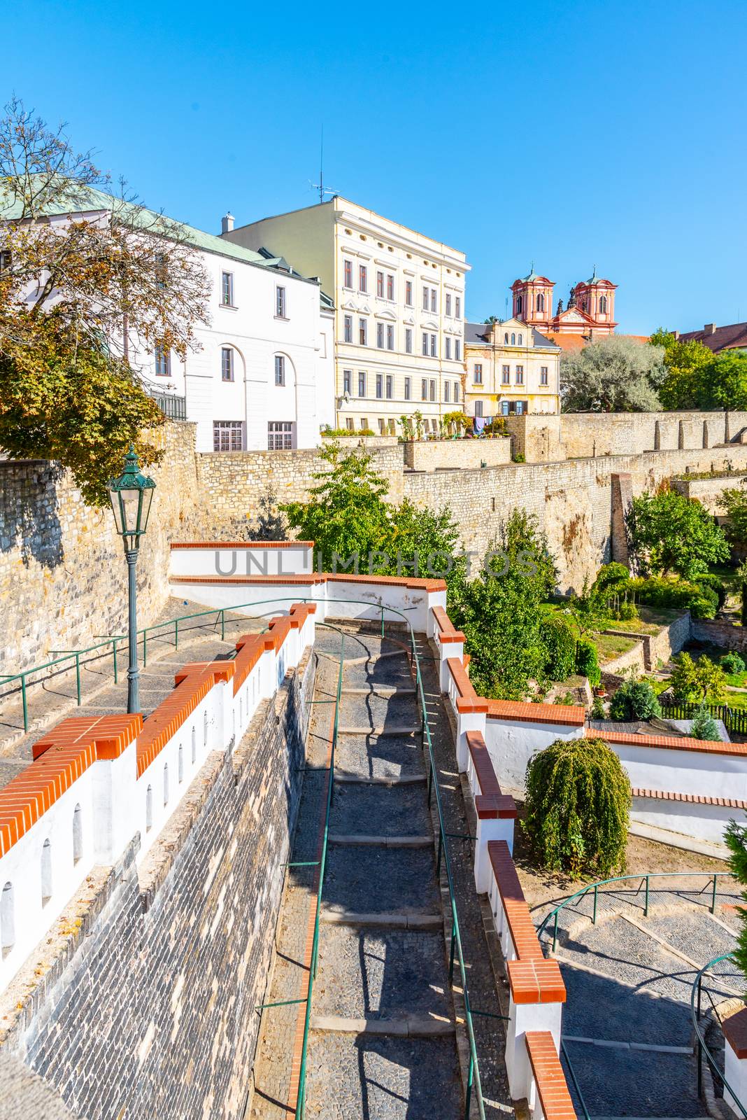 Fortification walls and baileys in historical city centre of Litomerice, Czech Republic.