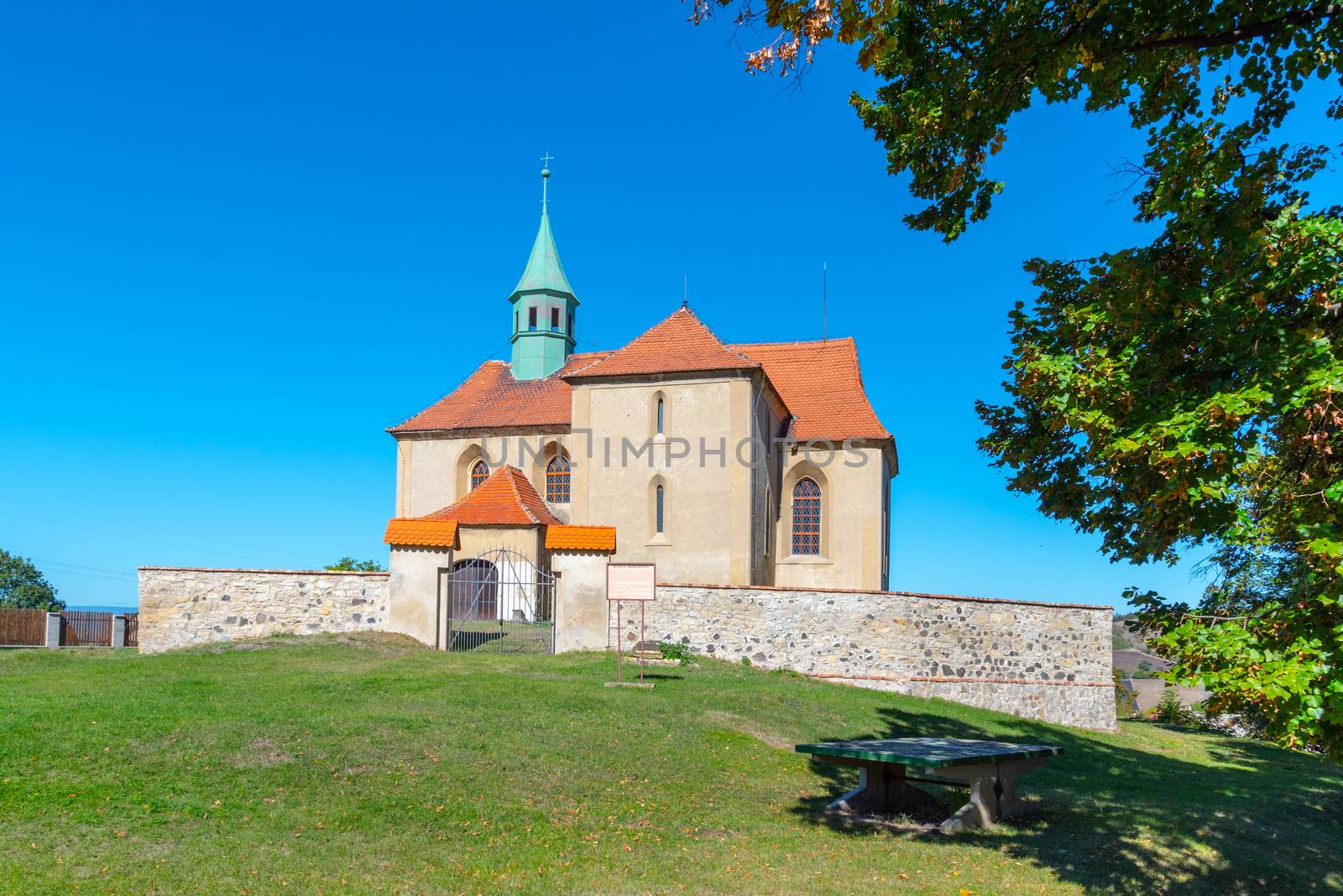 Small rural gothic church of St James in Bedrichuv Svetec near Most, Czech Republic.