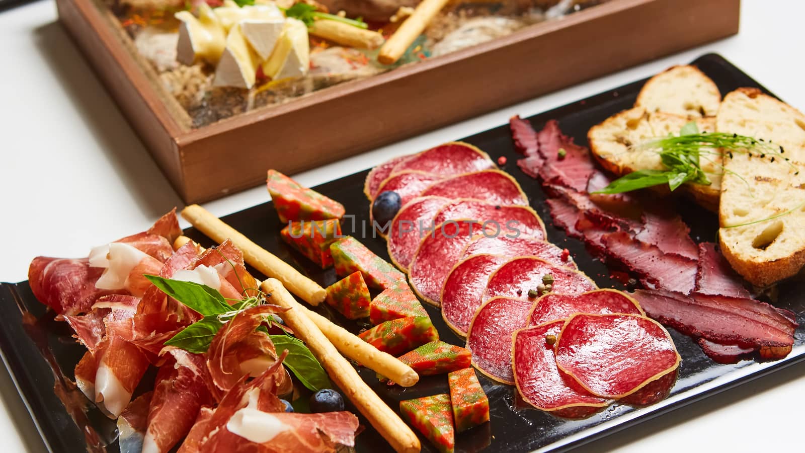 Antipasto Platter Cold meat plate with grissini breadsticks