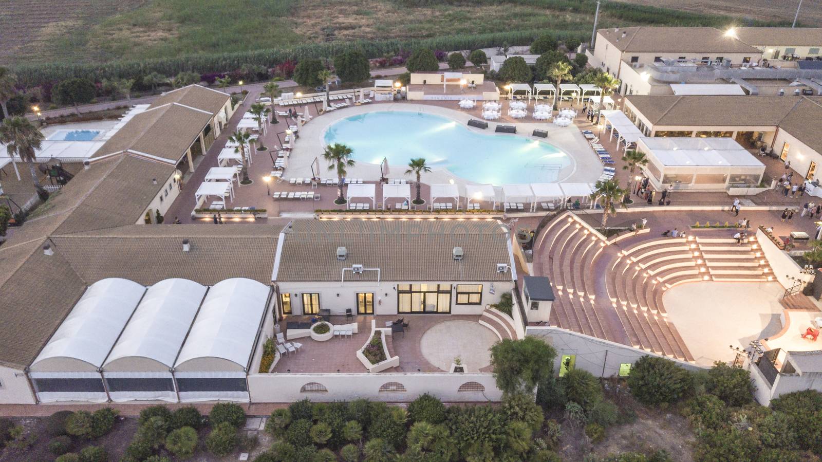 Aerial View of a Resort during sunset