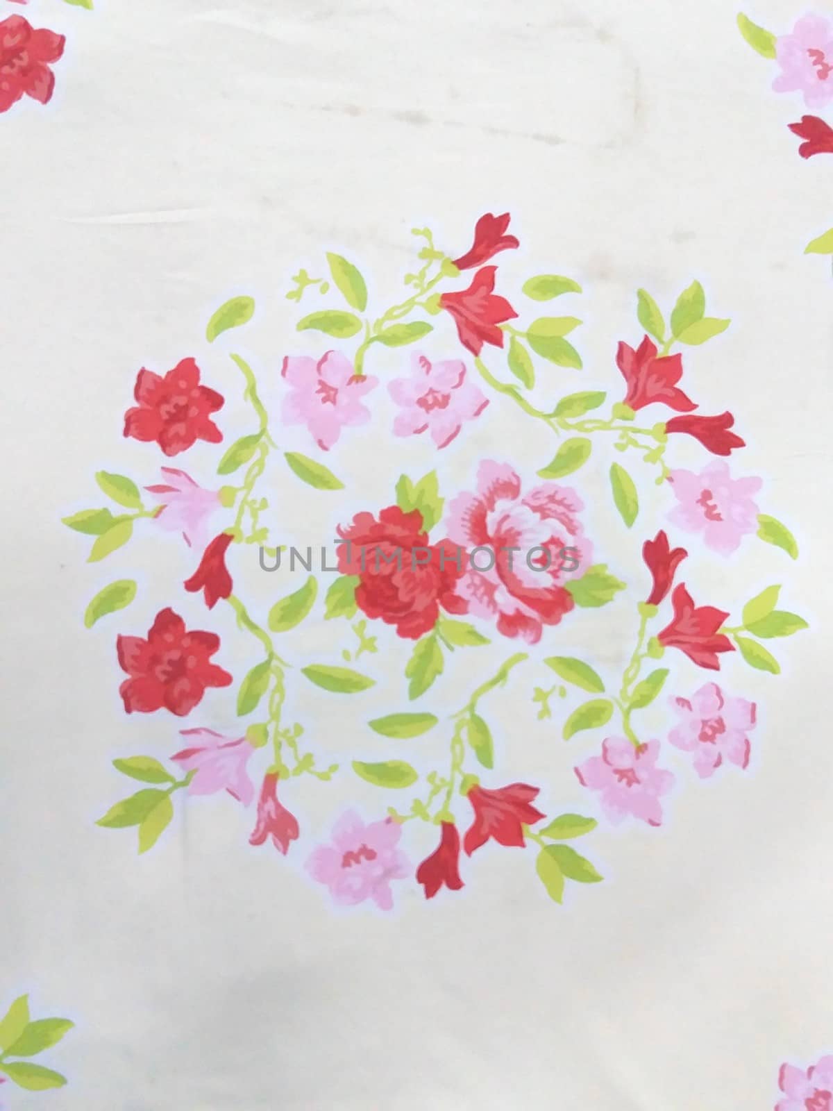 flowers textile design on cream background