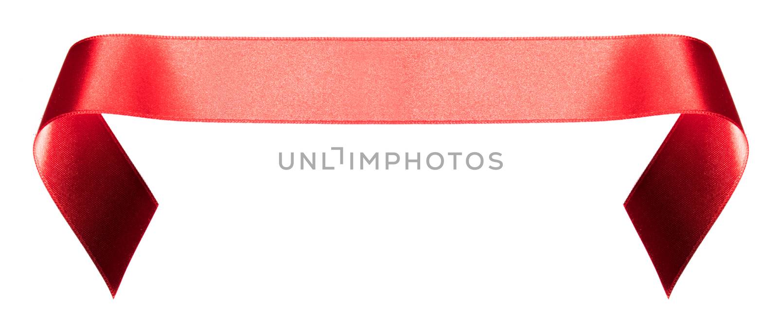 Red satin ribbon banner isolated on white background