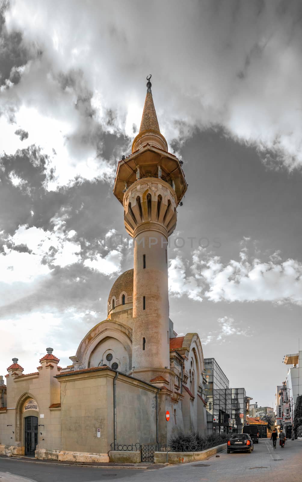 Constanta, Romania – 07.09.2019.  The Great Mosque in Constanta, the famous architecture and religious monument in Romania