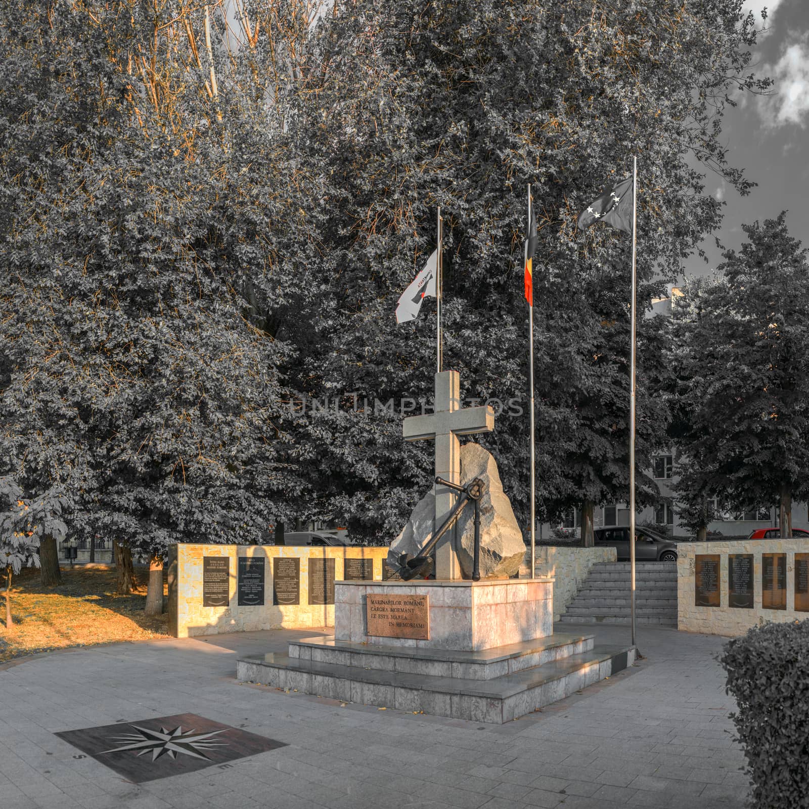 Constanta, Romania – 07.09.2019.  Romanian Mariners monument in Constanta, Romania, on a sunny summer day