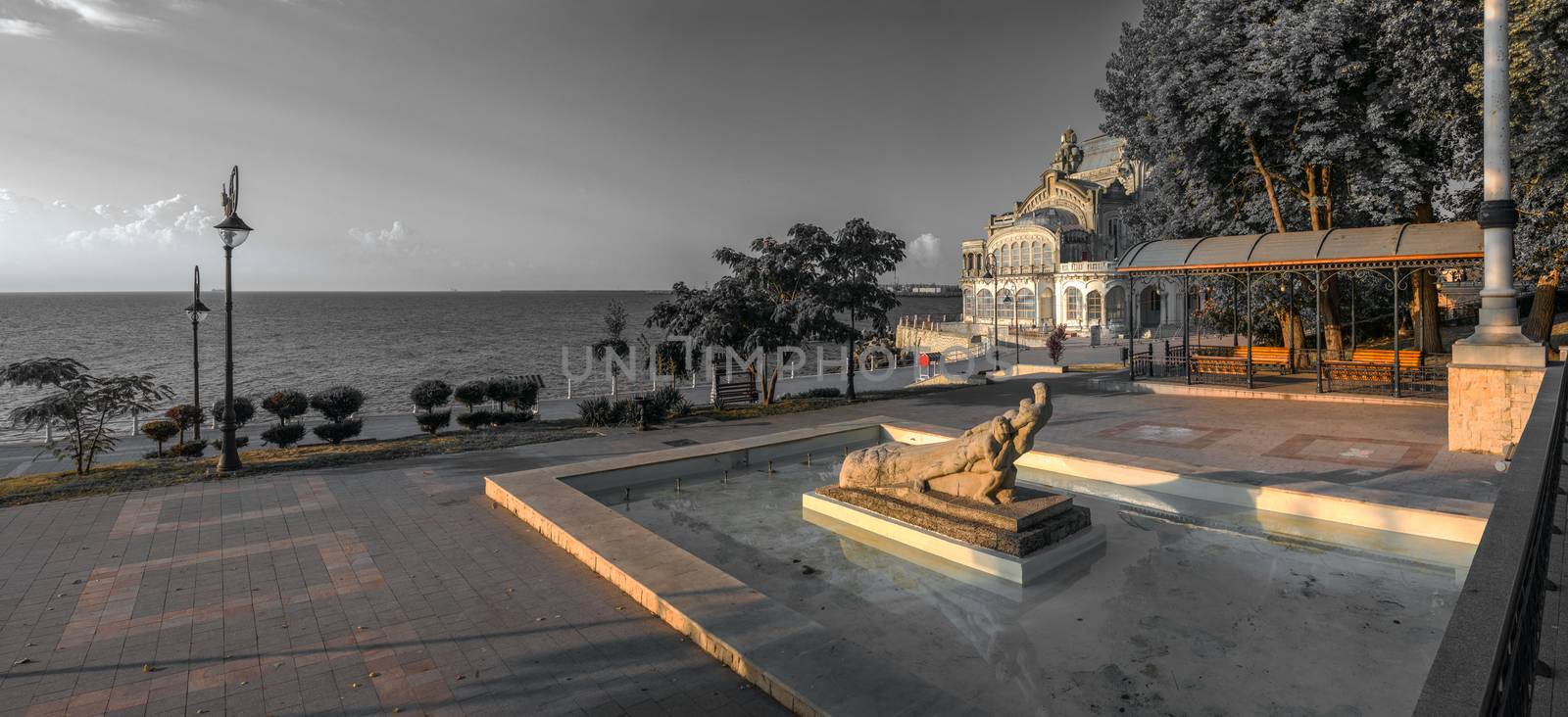 Constanta, Romania – 07.09.2019.  Fishermen monument in Constanta, Romania, on a sunny summer morning