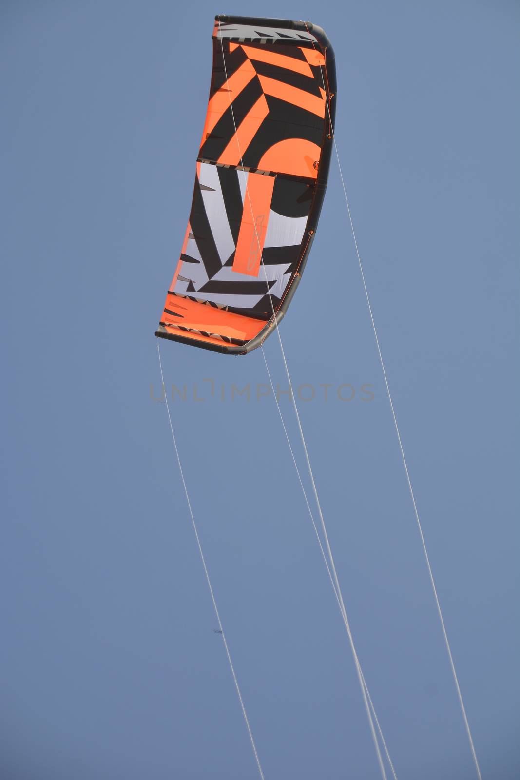 Kitesurfing in mediterranenan sea in Sicily