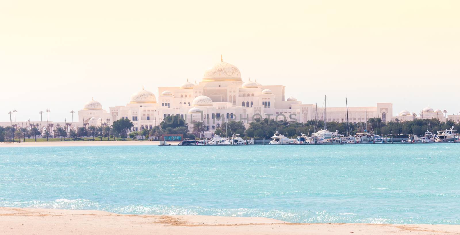 Panoramic View of New Presidential Palace, Abu Dhabi, United Arab Emirates.