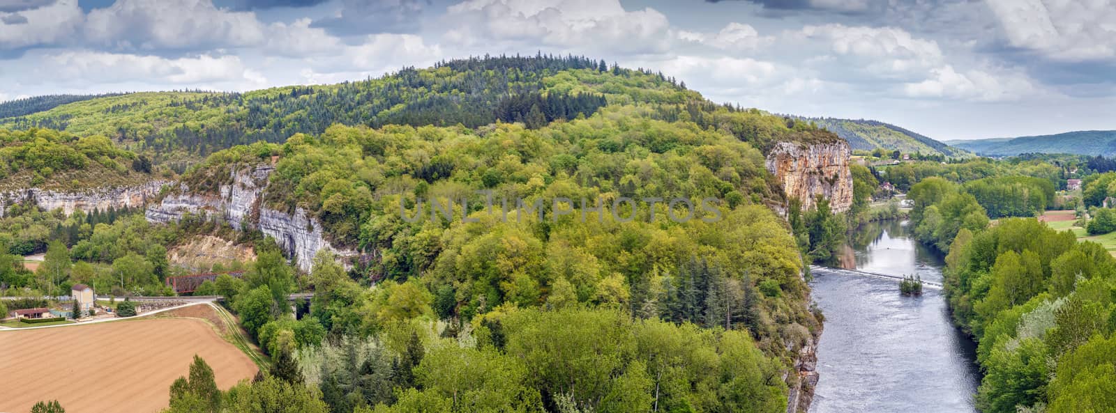 Landscape with Valley of Lot river, France