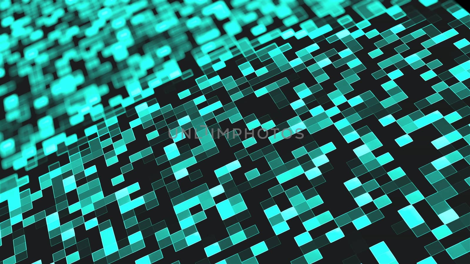 Computer generated abstract technology background with mosaic of square blocks. Data transferring or computers data files. 3d rendering