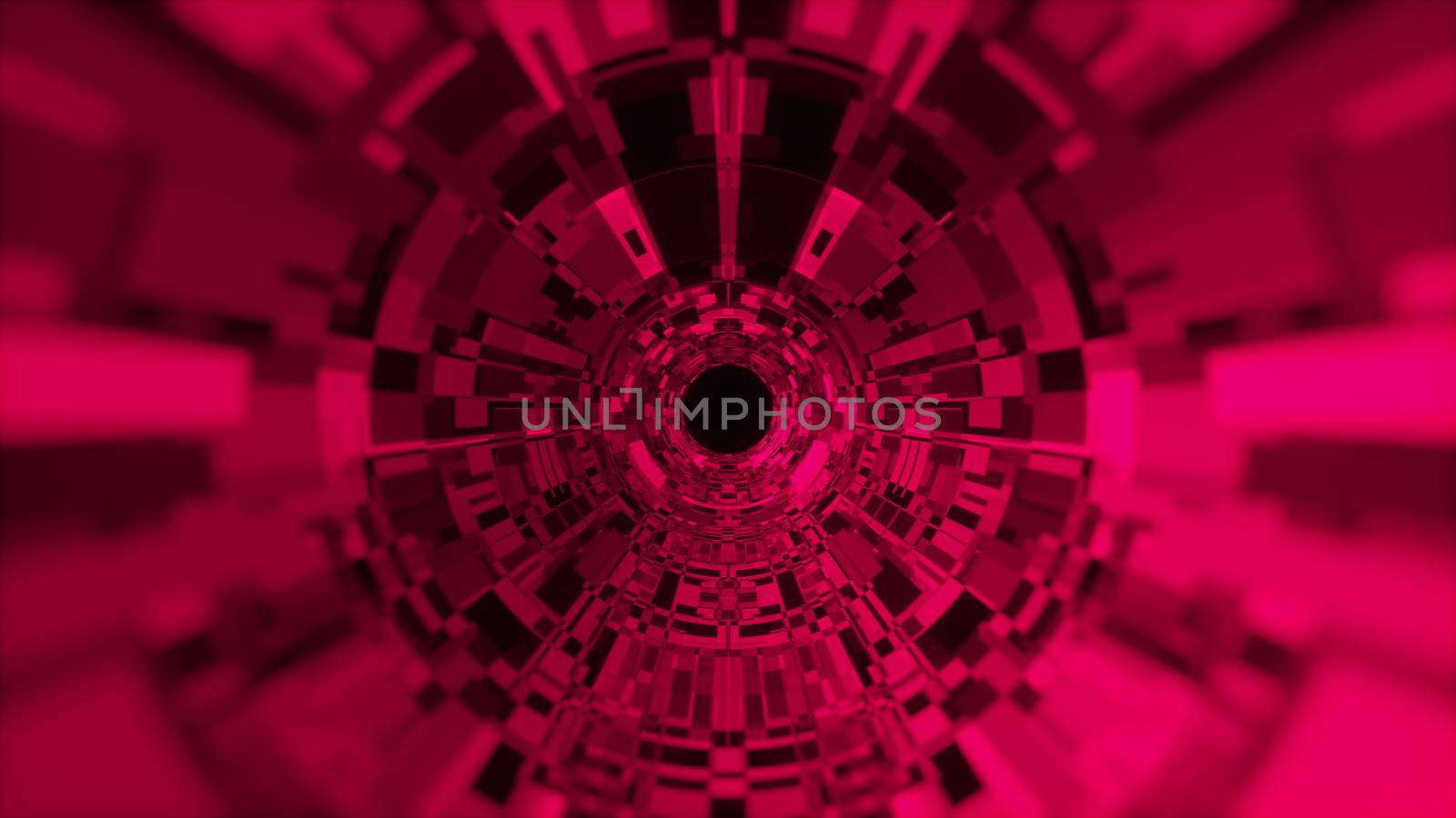 Abstract background of a cylindrical tunnel made of microchips. Computer generated 3d rendering by nolimit046