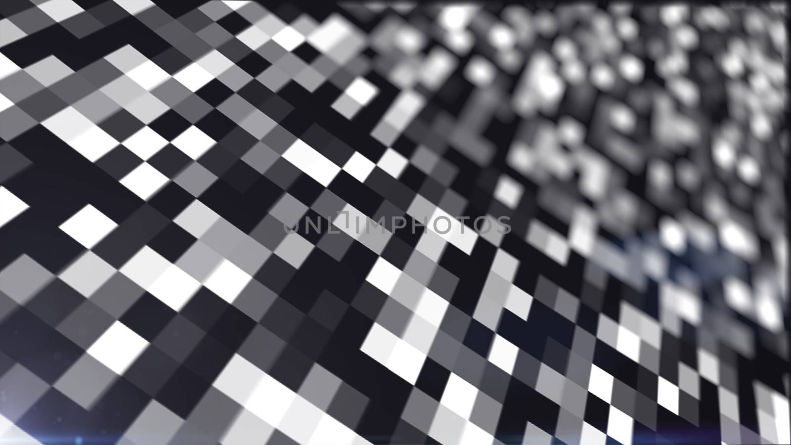 Computer generated abstract technology background with animation motion of flickering squares. 3d rendering by nolimit046